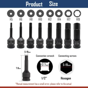 10pcs Hex Impact Socket Set H5-H19